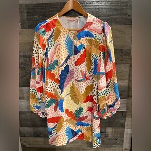 Traffic People Multicolor Tropical Print Blouse